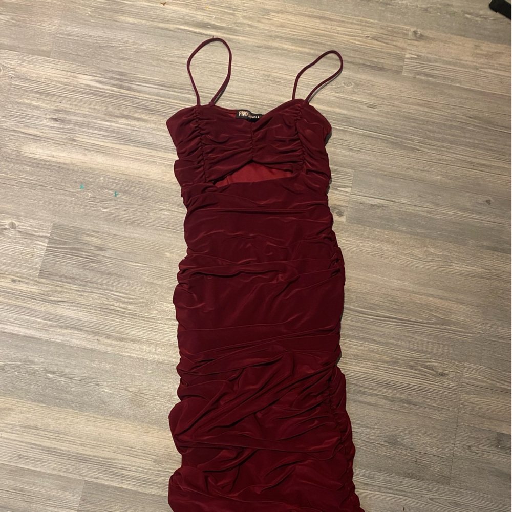 PinkVanilla Burgundy Ruched Dress